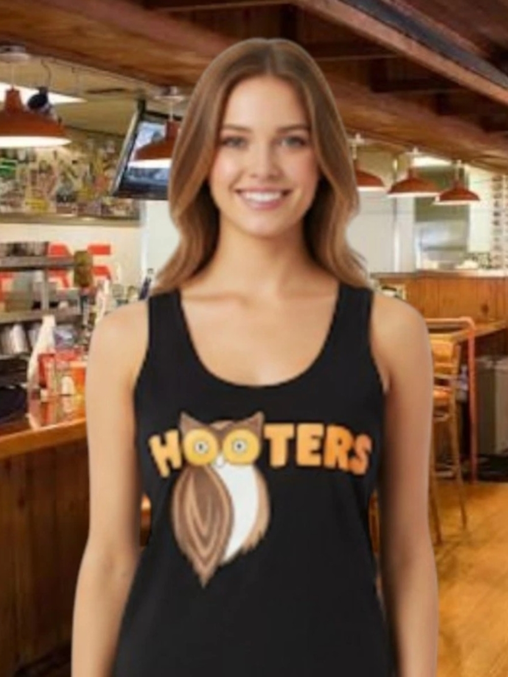 Hooters Black Logo Tank Top - Owl Graphic